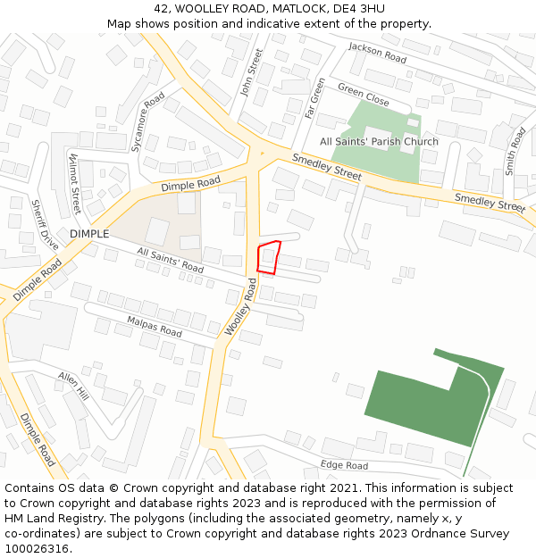 42, WOOLLEY ROAD, MATLOCK, DE4 3HU: Location map and indicative extent of plot