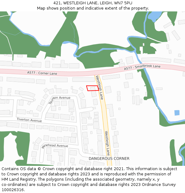 421, WESTLEIGH LANE, LEIGH, WN7 5PU: Location map and indicative extent of plot