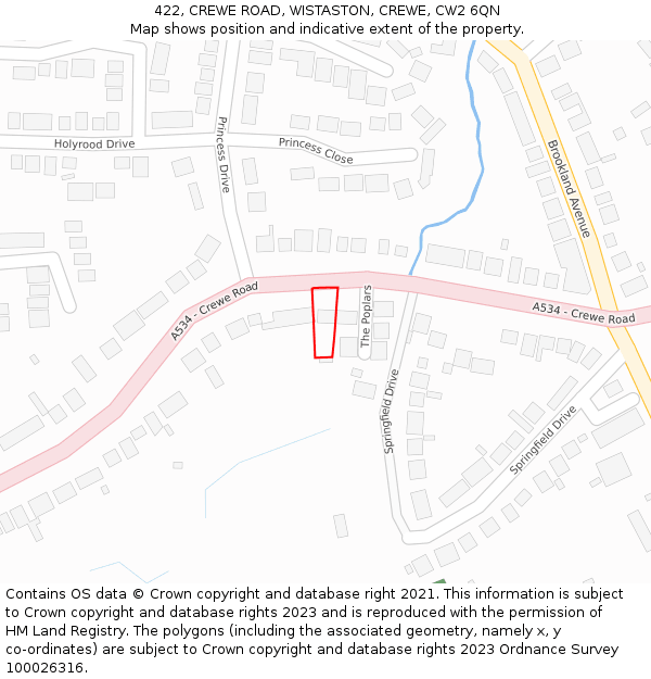 422, CREWE ROAD, WISTASTON, CREWE, CW2 6QN: Location map and indicative extent of plot