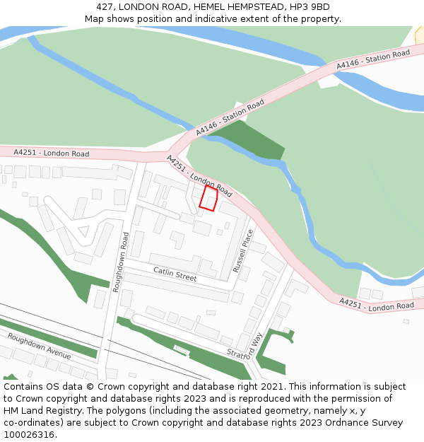 427, LONDON ROAD, HEMEL HEMPSTEAD, HP3 9BD: Location map and indicative extent of plot