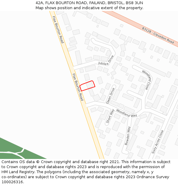 42A, FLAX BOURTON ROAD, FAILAND, BRISTOL, BS8 3UN: Location map and indicative extent of plot