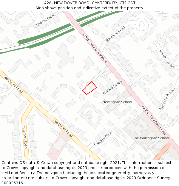 42A, NEW DOVER ROAD, CANTERBURY, CT1 3DT: Location map and indicative extent of plot