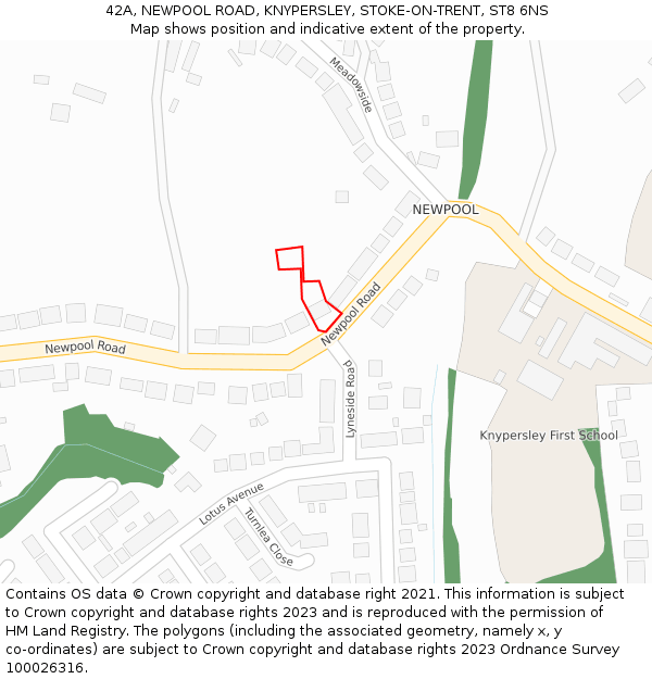 42A, NEWPOOL ROAD, KNYPERSLEY, STOKE-ON-TRENT, ST8 6NS: Location map and indicative extent of plot