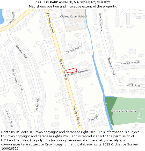 42A, RAY PARK AVENUE, MAIDENHEAD, SL6 8DY: Location map and indicative extent of plot