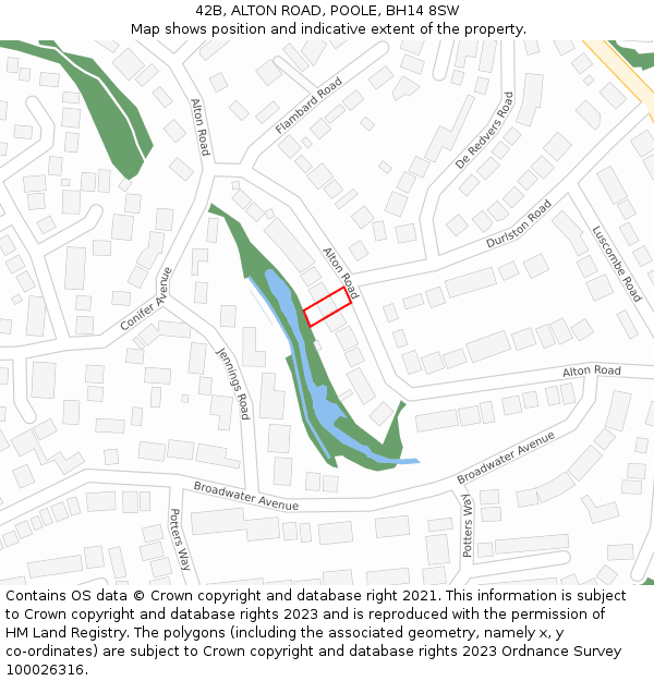 42B, ALTON ROAD, POOLE, BH14 8SW: Location map and indicative extent of plot