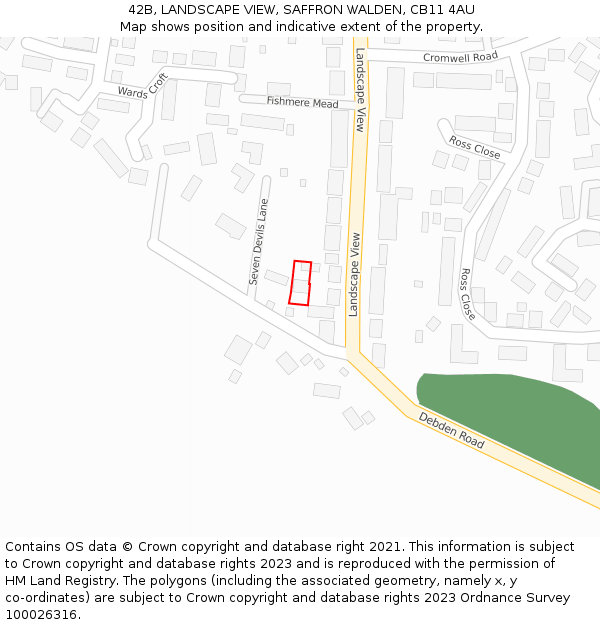 42B, LANDSCAPE VIEW, SAFFRON WALDEN, CB11 4AU: Location map and indicative extent of plot