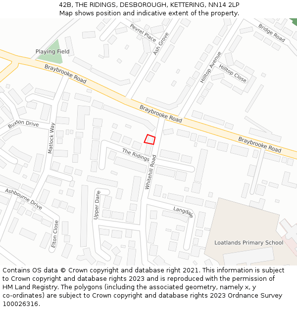 42B, THE RIDINGS, DESBOROUGH, KETTERING, NN14 2LP: Location map and indicative extent of plot