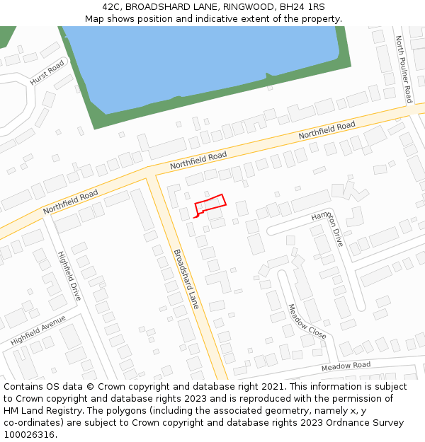 42C, BROADSHARD LANE, RINGWOOD, BH24 1RS: Location map and indicative extent of plot