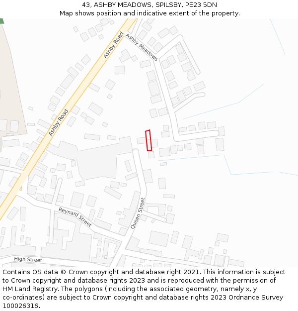 43, ASHBY MEADOWS, SPILSBY, PE23 5DN: Location map and indicative extent of plot