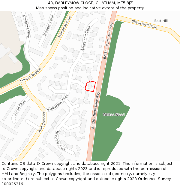 43, BARLEYMOW CLOSE, CHATHAM, ME5 8JZ: Location map and indicative extent of plot