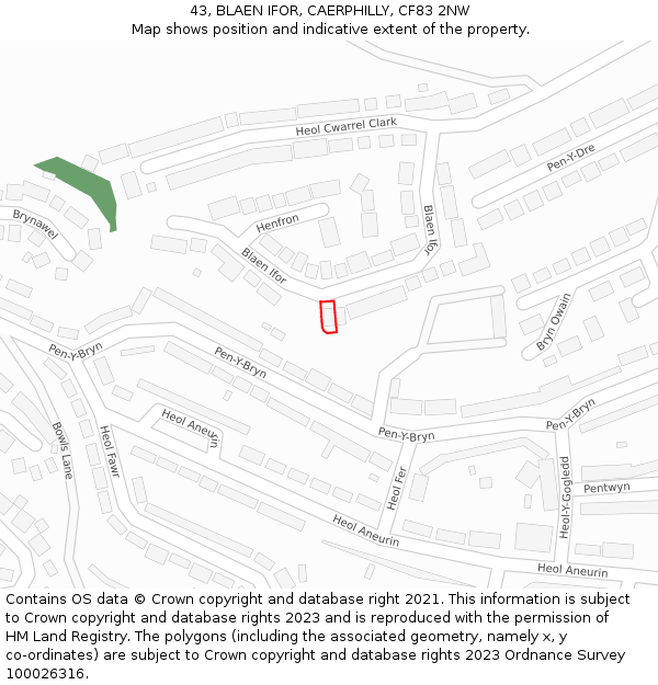 43, BLAEN IFOR, CAERPHILLY, CF83 2NW: Location map and indicative extent of plot