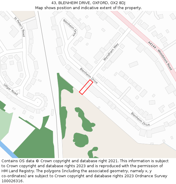 43, BLENHEIM DRIVE, OXFORD, OX2 8DJ: Location map and indicative extent of plot