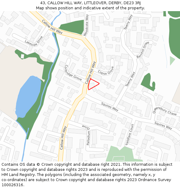 43, CALLOW HILL WAY, LITTLEOVER, DERBY, DE23 3RJ: Location map and indicative extent of plot