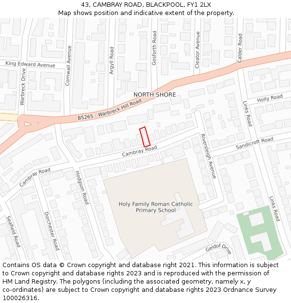 43, CAMBRAY ROAD, BLACKPOOL, FY1 2LX: Location map and indicative extent of plot