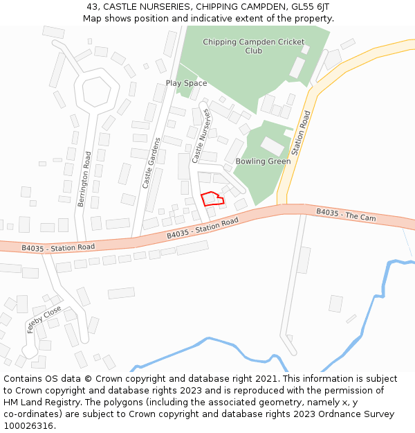 43, CASTLE NURSERIES, CHIPPING CAMPDEN, GL55 6JT: Location map and indicative extent of plot