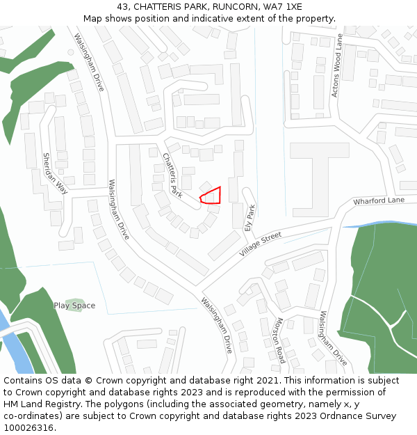 43, CHATTERIS PARK, RUNCORN, WA7 1XE: Location map and indicative extent of plot