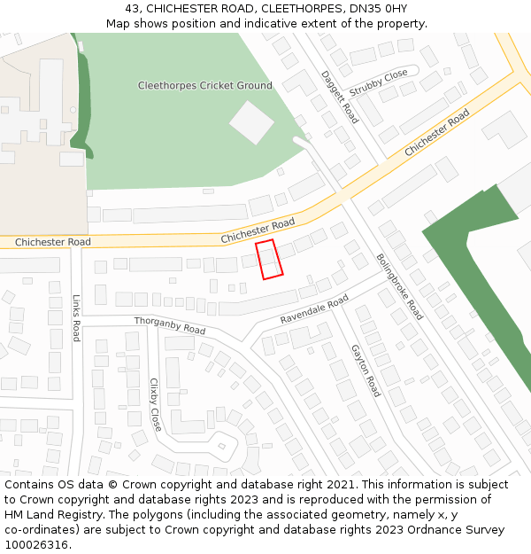 43, CHICHESTER ROAD, CLEETHORPES, DN35 0HY: Location map and indicative extent of plot