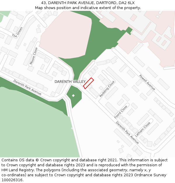 43, DARENTH PARK AVENUE, DARTFORD, DA2 6LX: Location map and indicative extent of plot