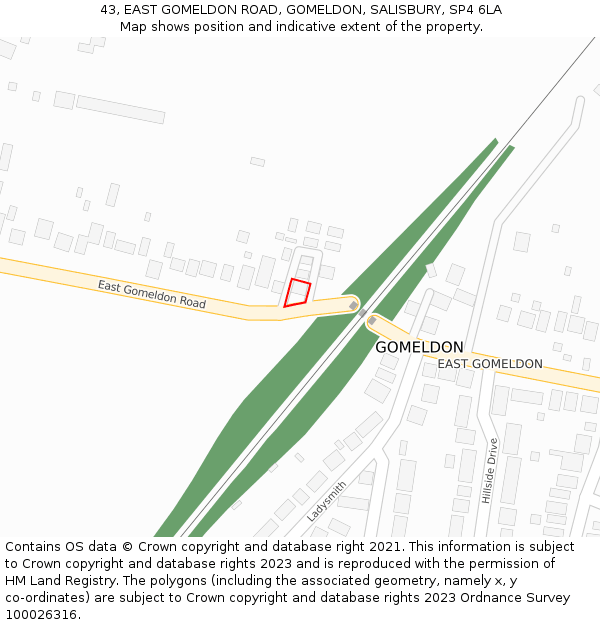 43, EAST GOMELDON ROAD, GOMELDON, SALISBURY, SP4 6LA: Location map and indicative extent of plot
