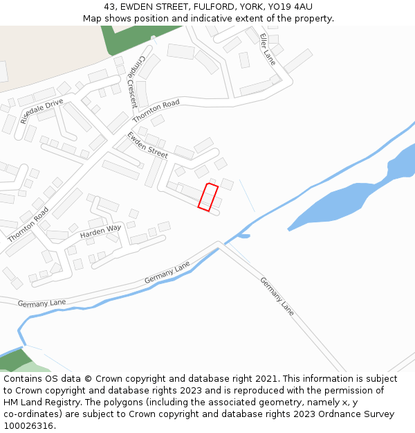 43, EWDEN STREET, FULFORD, YORK, YO19 4AU: Location map and indicative extent of plot