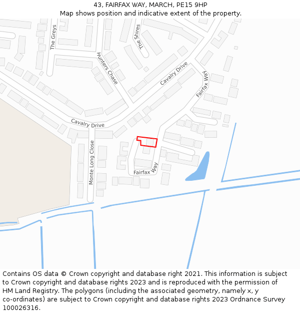 43, FAIRFAX WAY, MARCH, PE15 9HP: Location map and indicative extent of plot