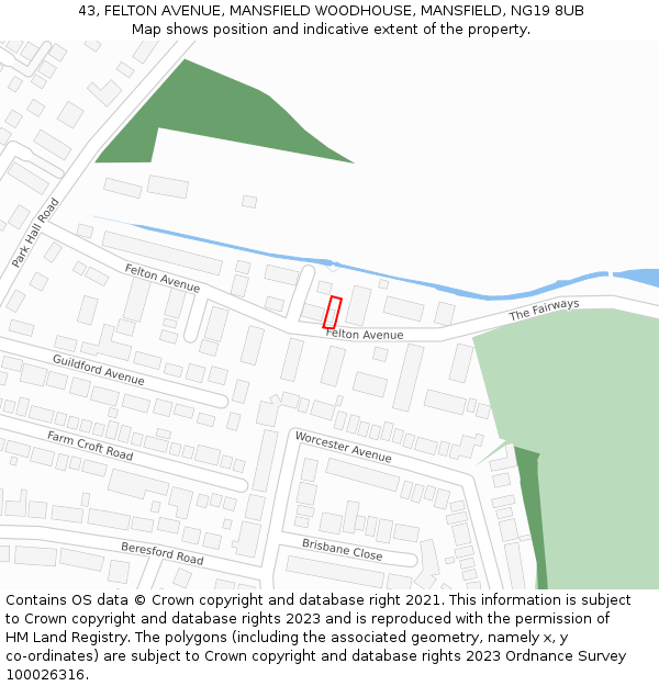 43, FELTON AVENUE, MANSFIELD WOODHOUSE, MANSFIELD, NG19 8UB: Location map and indicative extent of plot