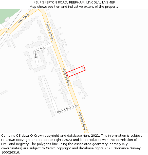 43, FISKERTON ROAD, REEPHAM, LINCOLN, LN3 4EF: Location map and indicative extent of plot