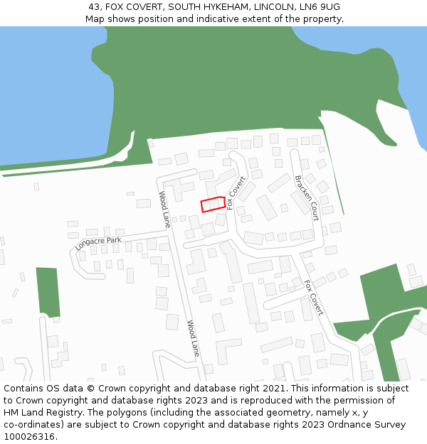 43, FOX COVERT, SOUTH HYKEHAM, LINCOLN, LN6 9UG: Location map and indicative extent of plot