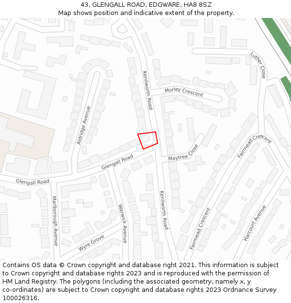 43, GLENGALL ROAD, EDGWARE, HA8 8SZ: Location map and indicative extent of plot