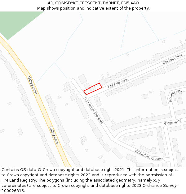 43, GRIMSDYKE CRESCENT, BARNET, EN5 4AQ: Location map and indicative extent of plot