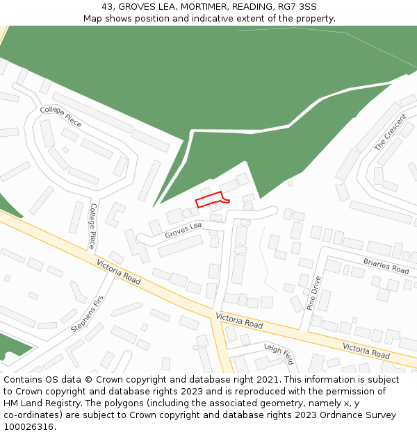 43, GROVES LEA, MORTIMER, READING, RG7 3SS: Location map and indicative extent of plot