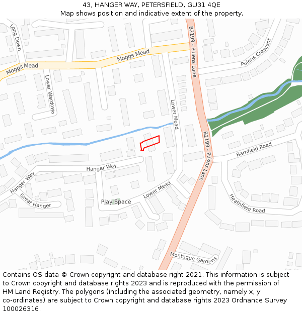 43, HANGER WAY, PETERSFIELD, GU31 4QE: Location map and indicative extent of plot