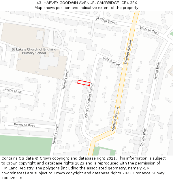 43, HARVEY GOODWIN AVENUE, CAMBRIDGE, CB4 3EX: Location map and indicative extent of plot