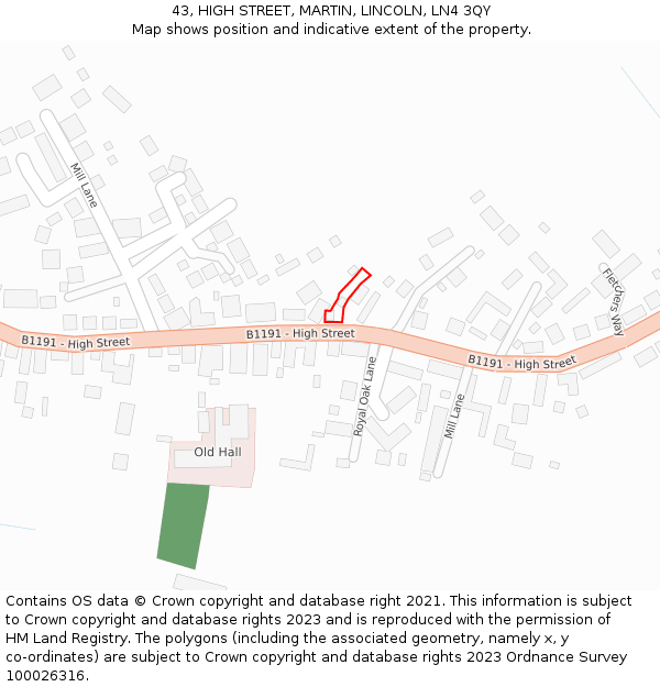 43, HIGH STREET, MARTIN, LINCOLN, LN4 3QY: Location map and indicative extent of plot