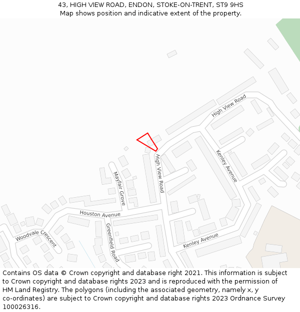 43, HIGH VIEW ROAD, ENDON, STOKE-ON-TRENT, ST9 9HS: Location map and indicative extent of plot
