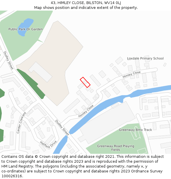 43, HIMLEY CLOSE, BILSTON, WV14 0LJ: Location map and indicative extent of plot