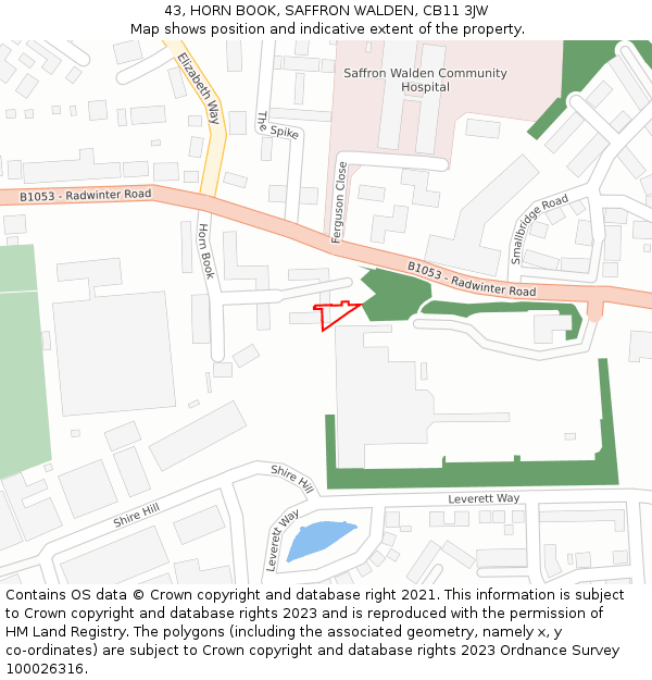 43, HORN BOOK, SAFFRON WALDEN, CB11 3JW: Location map and indicative extent of plot