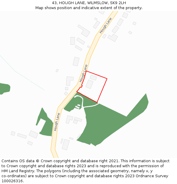 43, HOUGH LANE, WILMSLOW, SK9 2LH: Location map and indicative extent of plot