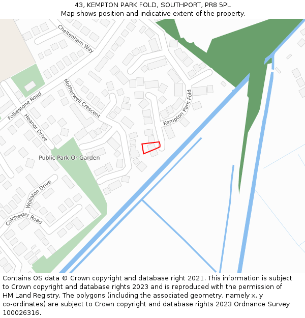 43, KEMPTON PARK FOLD, SOUTHPORT, PR8 5PL: Location map and indicative extent of plot