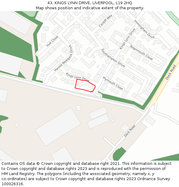 43, KINGS LYNN DRIVE, LIVERPOOL, L19 2HQ: Location map and indicative extent of plot