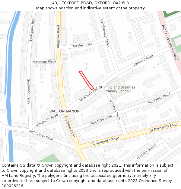 43, LECKFORD ROAD, OXFORD, OX2 6HY: Location map and indicative extent of plot