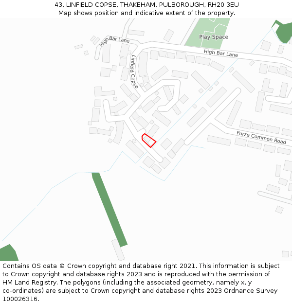 43, LINFIELD COPSE, THAKEHAM, PULBOROUGH, RH20 3EU: Location map and indicative extent of plot