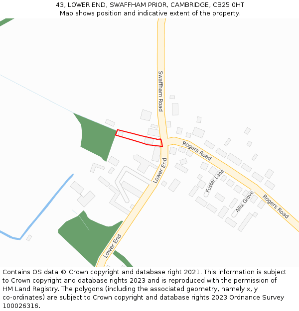 43, LOWER END, SWAFFHAM PRIOR, CAMBRIDGE, CB25 0HT: Location map and indicative extent of plot
