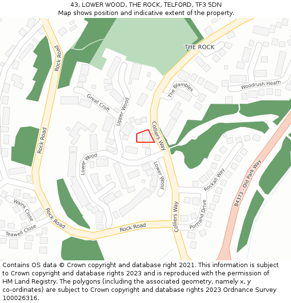 43, LOWER WOOD, THE ROCK, TELFORD, TF3 5DN: Location map and indicative extent of plot