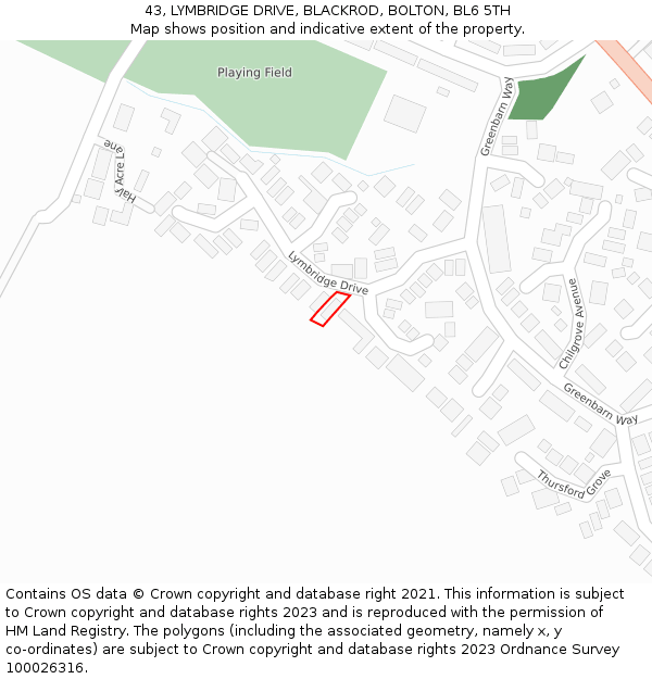 43, LYMBRIDGE DRIVE, BLACKROD, BOLTON, BL6 5TH: Location map and indicative extent of plot