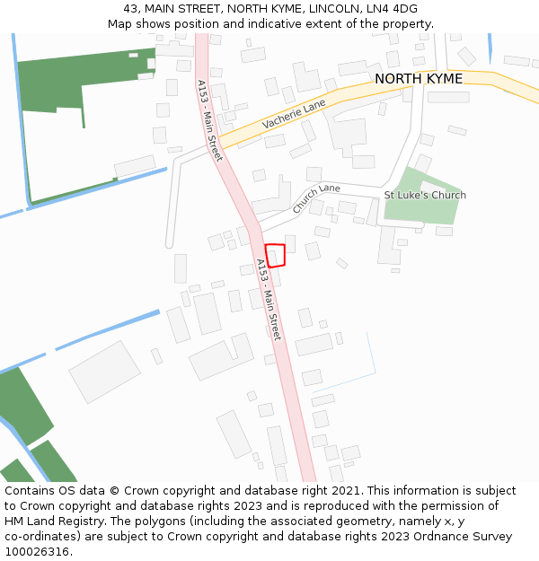 43, MAIN STREET, NORTH KYME, LINCOLN, LN4 4DG: Location map and indicative extent of plot