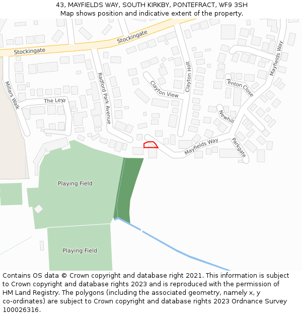 43, MAYFIELDS WAY, SOUTH KIRKBY, PONTEFRACT, WF9 3SH: Location map and indicative extent of plot