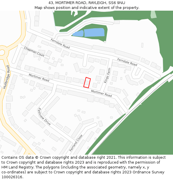 43, MORTIMER ROAD, RAYLEIGH, SS6 9NU: Location map and indicative extent of plot