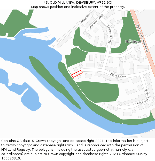 43, OLD MILL VIEW, DEWSBURY, WF12 9QJ: Location map and indicative extent of plot