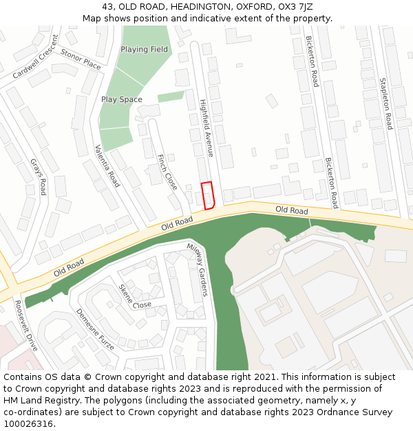 43, OLD ROAD, HEADINGTON, OXFORD, OX3 7JZ: Location map and indicative extent of plot